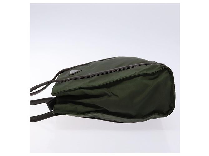 PRADA Schultertasche Nylon Leder Khaki Silber Authentisch bs28226 - Ansicht 4