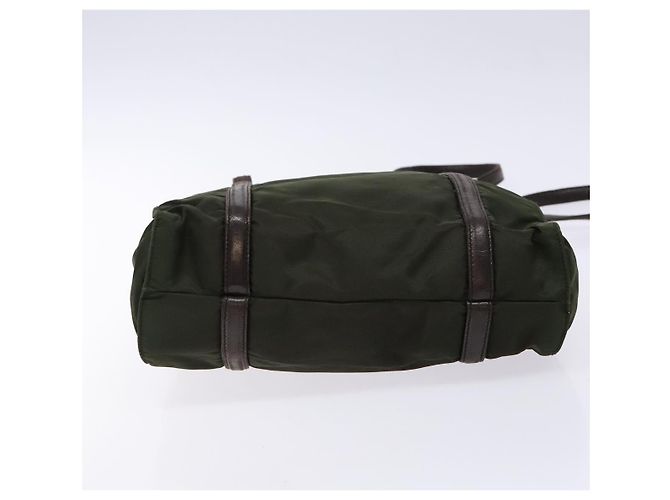 PRADA Schultertasche Nylon Leder Khaki Silber Authentisch bs28226 - Ansicht 5