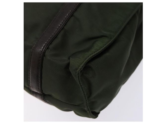 PRADA Schultertasche Nylon Leder Khaki Silber Authentisch bs28226 - Ansicht 9