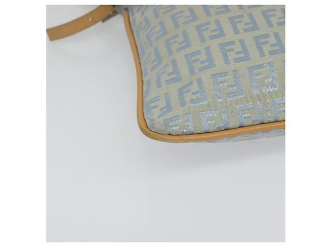 FENDI Zucchino Canvas Schultertasche Hellblau Silber Authentisch 133278 - Ansicht 14