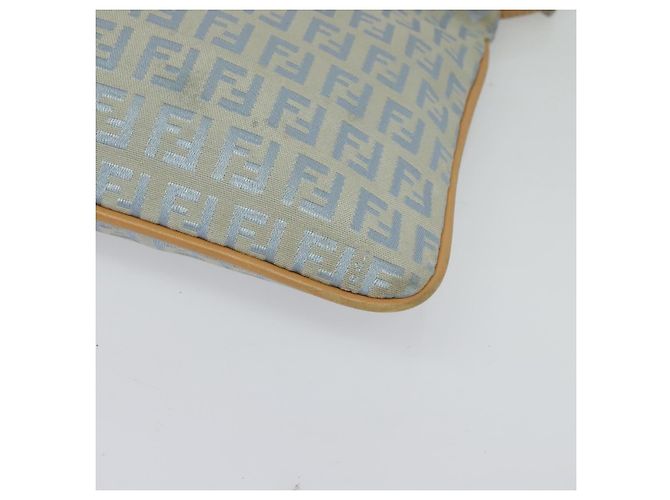 FENDI Zucchino Canvas Schultertasche Hellblau Silber Authentisch 133278 - Ansicht 15