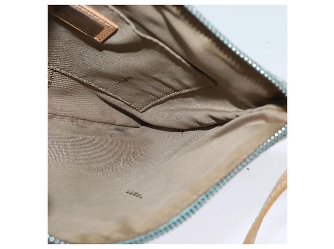 FENDI Zucchino Canvas Schultertasche Hellblau Silber Authentisch 133278 - Ansicht 17