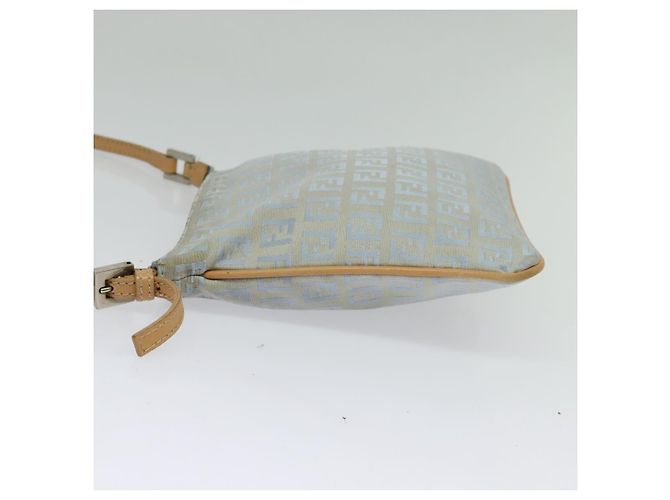 FENDI Zucchino Canvas Schultertasche Hellblau Silber Authentisch 133278 - Ansicht 3