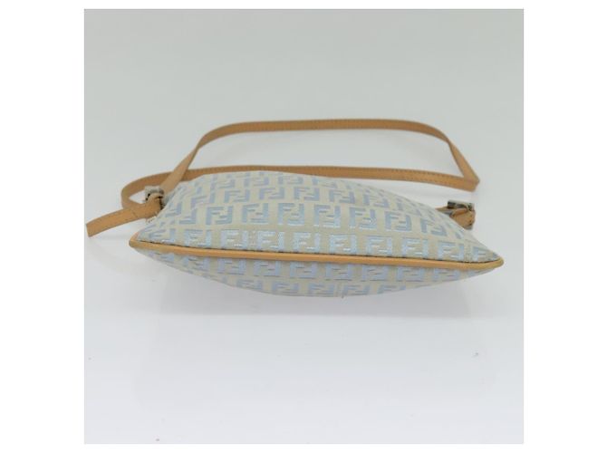 FENDI Zucchino Canvas Schultertasche Hellblau Silber Authentisch 133278 - Ansicht 5