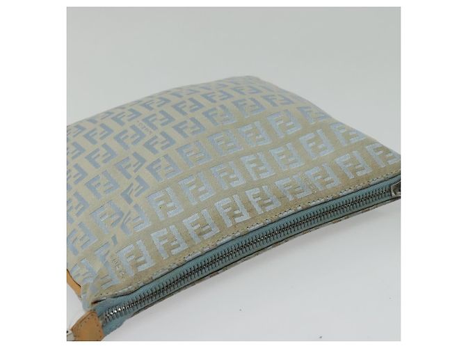 FENDI Zucchino Canvas Schultertasche Hellblau Silber Authentisch 133278 - Ansicht 6