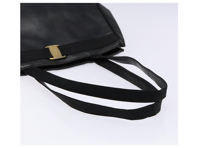 Salvatore Ferragamo Vala Tote Bag Leather Black Gold Auth bs27710 Golden - view 7