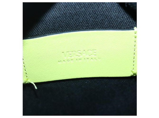 Bolso de Hombro de Cuero VERSACE Verde Lima Oro Auth am8884 Dorado - vista 18