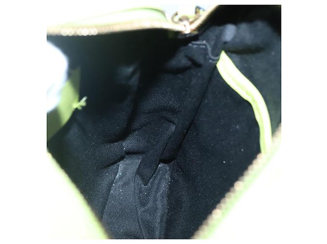 Bolso de Hombro de Cuero VERSACE Verde Lima Oro Auth am8884 Dorado - vista 19