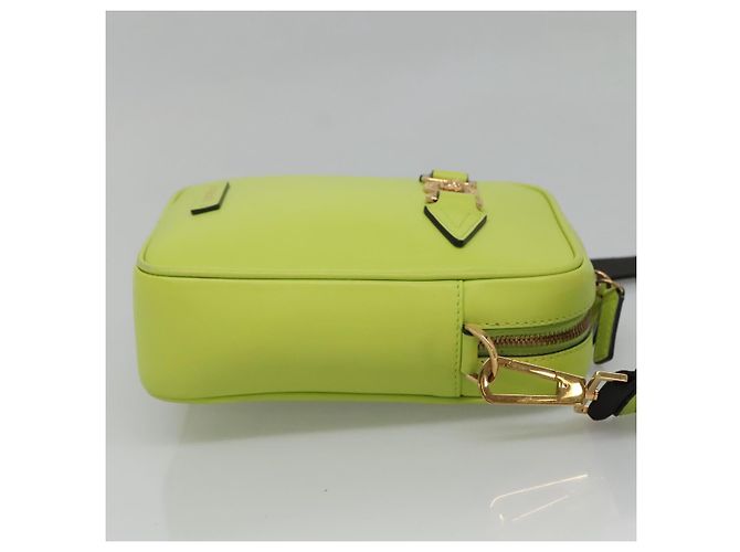 Bolso de Hombro de Cuero VERSACE Verde Lima Oro Auth am8884 Dorado - vista 4