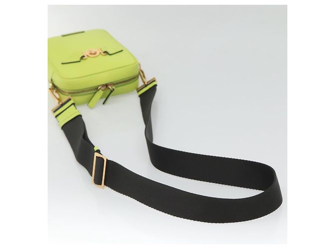 Bolso de Hombro de Cuero VERSACE Verde Lima Oro Auth am8884 Dorado - vista 7