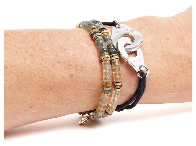 Bracciale Regolabile Dinh Van Menotte GM Argento Sterling XL con Gemelli - vista 5