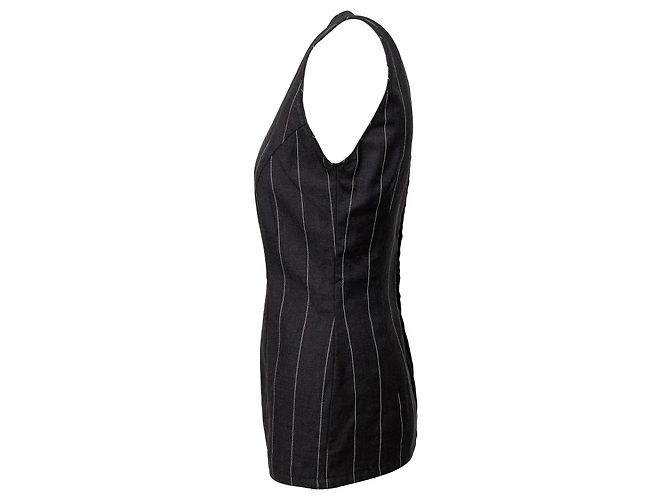 Vestido Mini a Rayas de Gianni Versace Gris Burdeos - vista 2