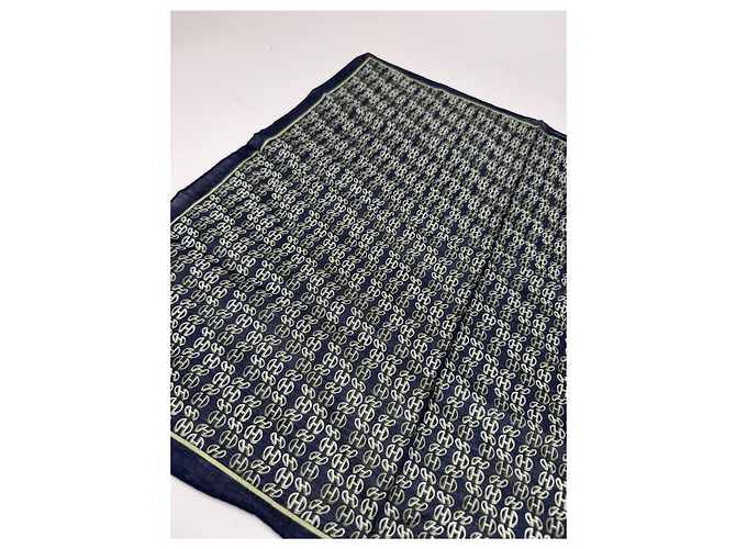 Céline Sciarpa monogramma a catena vintage Celine Paris Nero - vista 5