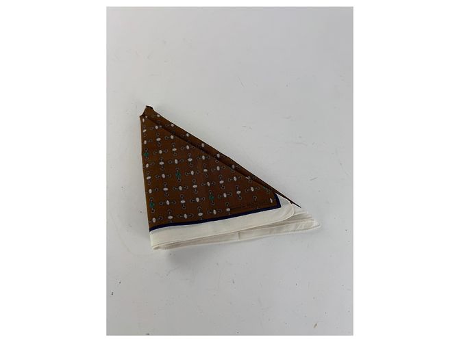 Sciarpa monogramma Horsebit vintage Gucci marrone bianco - vista 10