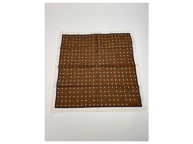 Sciarpa monogramma Horsebit vintage Gucci marrone bianco - vista 2