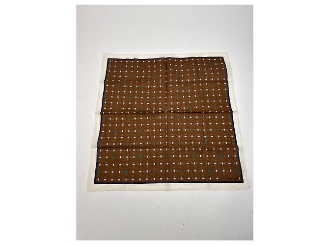 Sciarpa monogramma Horsebit vintage Gucci marrone bianco - vista 3