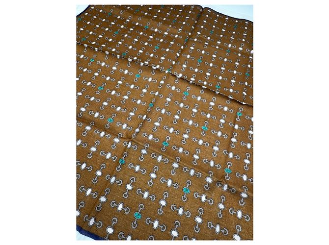 Sciarpa monogramma Horsebit vintage Gucci marrone bianco - vista 5
