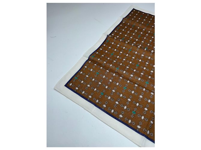 Sciarpa monogramma Horsebit vintage Gucci marrone bianco - vista 6