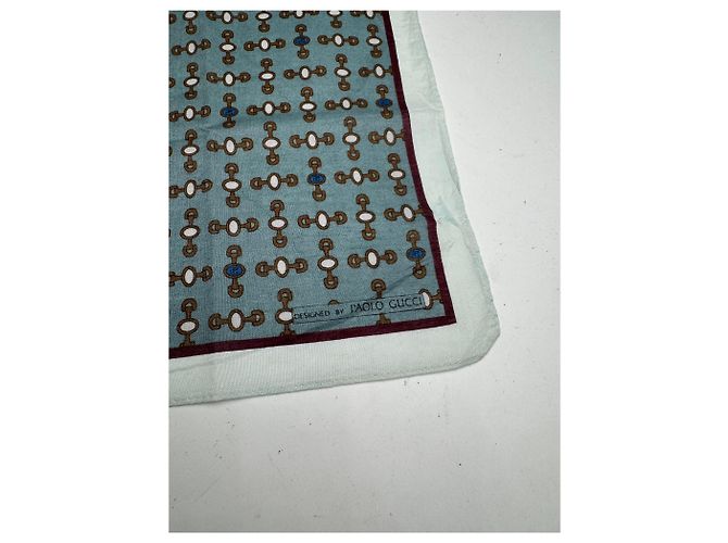 Sciarpa Vintage Gucci Horsebit Blu Nero - vista 4
