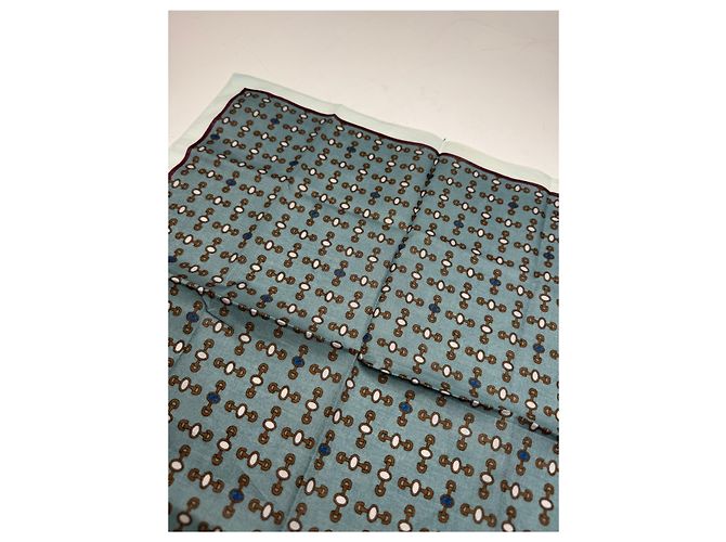Sciarpa Vintage Gucci Horsebit Blu Nero - vista 6