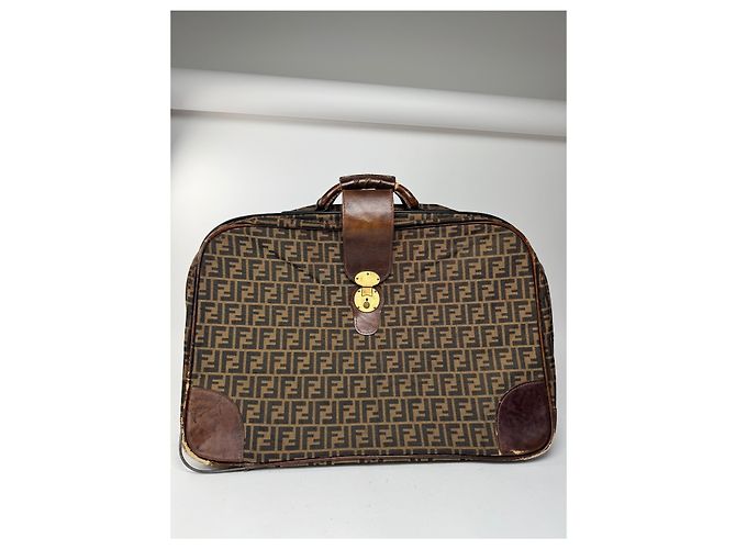 Valigia vintage Fendi monogramma FF marrone - vista 13