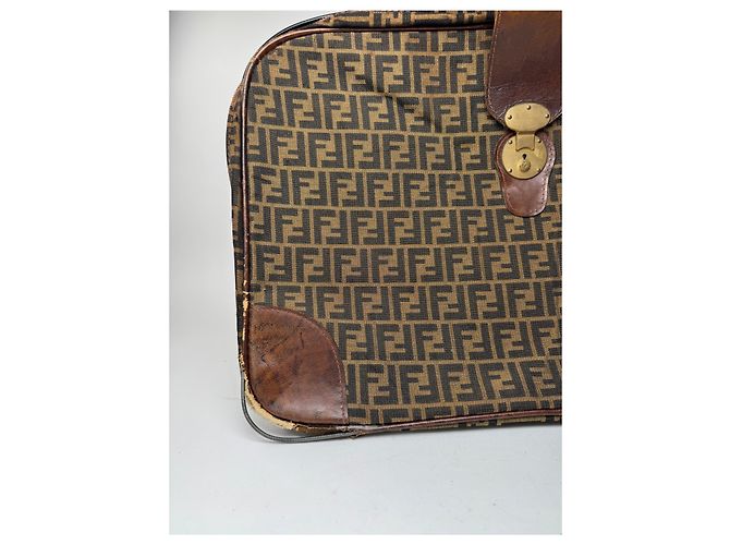 Valigia vintage Fendi monogramma FF marrone - vista 15