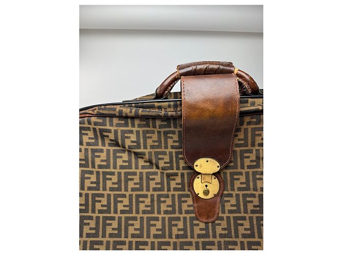 Valigia vintage Fendi monogramma FF marrone - vista 3