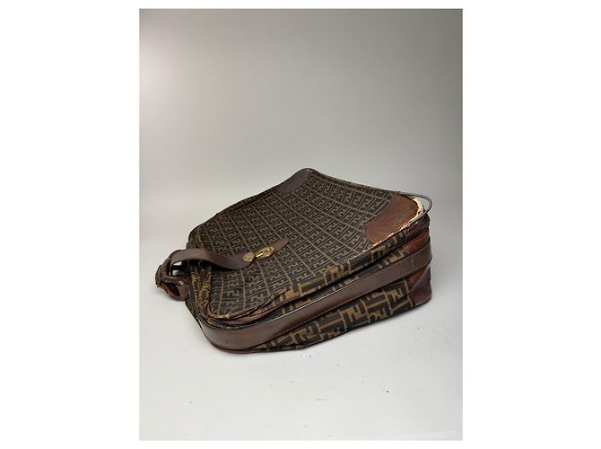 Valigia vintage Fendi monogramma FF marrone - vista 4