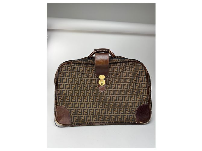 Valigia vintage Fendi monogramma FF marrone - vista 6