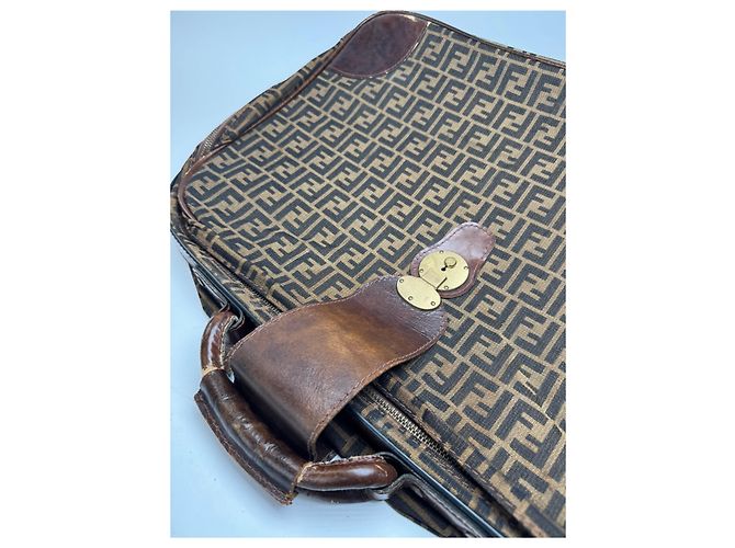 Valigia vintage Fendi monogramma FF marrone - vista 7