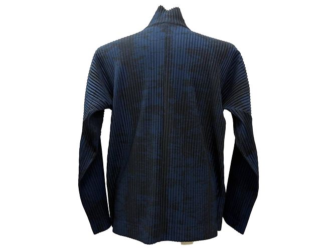 Issey Miyake Men Zipped Jacket in Navy Blue Polyester Multiple colors - view 3