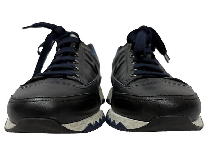 Sneakers con lacci Hermès Trail in pelle blu navy - vista 2