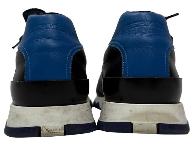 Sneakers con lacci Hermès Trail in pelle blu navy - vista 3