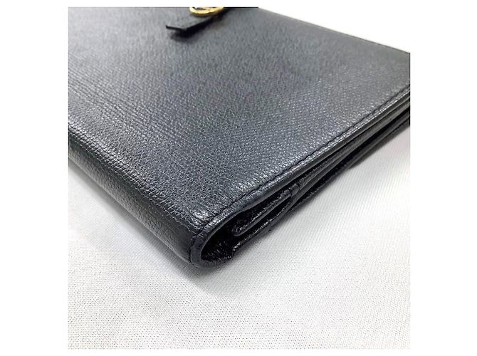 Chanel Coco Button W langer Geldbeutel aus schwarzem Leder - Ansicht 4
