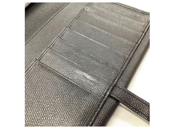 Chanel Coco Button W langer Geldbeutel aus schwarzem Leder - Ansicht 8