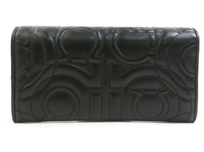 Cartera larga de cuero Gancini Salvatore Ferragamo Negro - vista 2