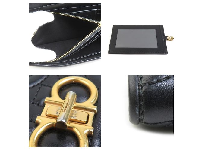 Cartera larga de cuero Gancini Salvatore Ferragamo Negro - vista 4