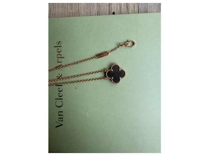Van Cleef & Arpels Vintage Alhambra Halskette Perlmutt Anthrazit Anthrazitgrau - Ansicht 4