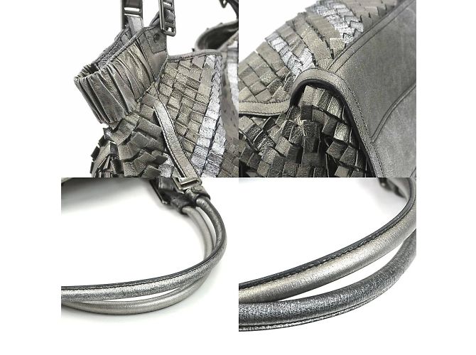 Borsa a spalla in pelle grigia metallica da uomo Burberry Metallico - vista 3