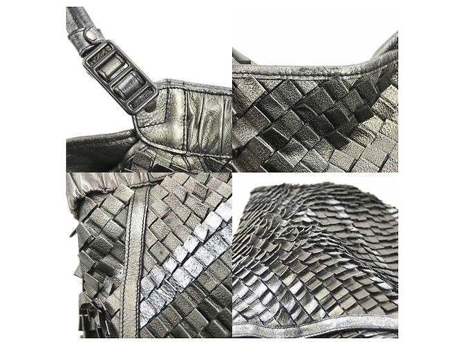Borsa a spalla in pelle grigia metallica da uomo Burberry Metallico - vista 4
