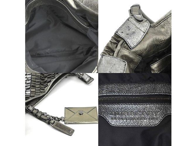 Borsa a spalla in pelle grigia metallica da uomo Burberry Metallico - vista 5