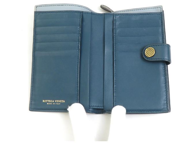 Billetera bi-fold Intrecciato Bottega Veneta Azul Verde - vista 3