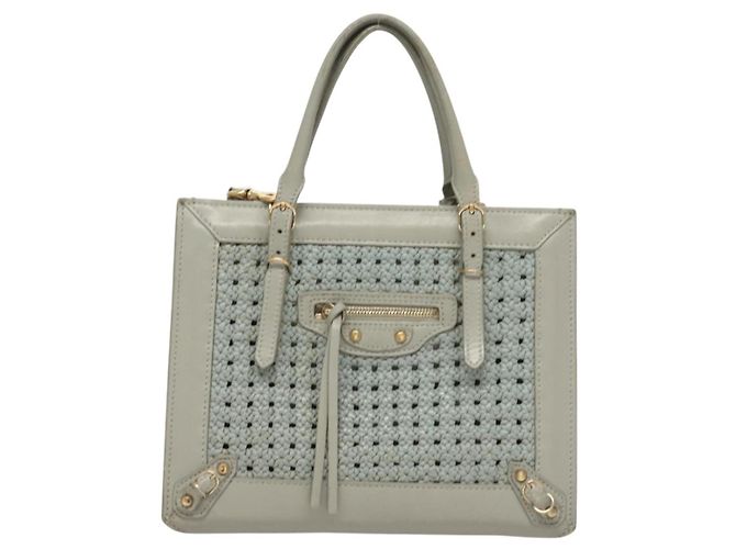 BALENCIAGA Hand Bag Leather 2way Gray Gold Auth bs28318 - view 13