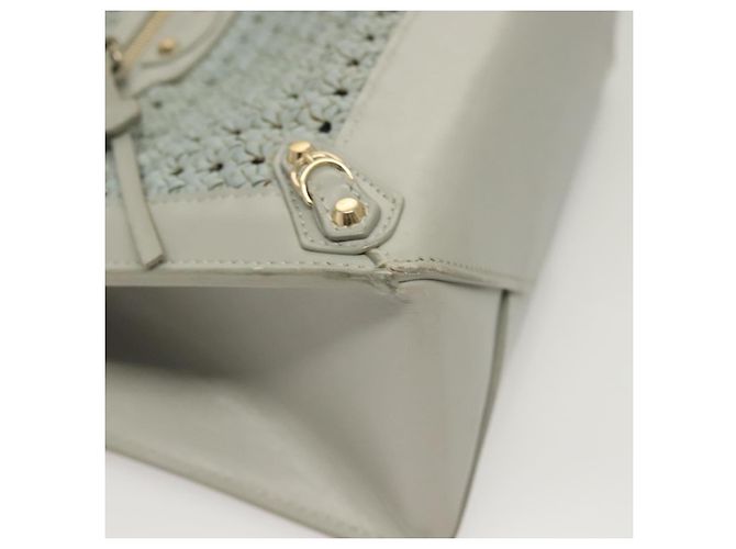 BALENCIAGA Hand Bag Leather 2way Gray Gold Auth bs28318 - view 15