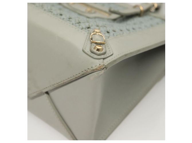 BALENCIAGA Hand Bag Leather 2way Gray Gold Auth bs28318 - view 16
