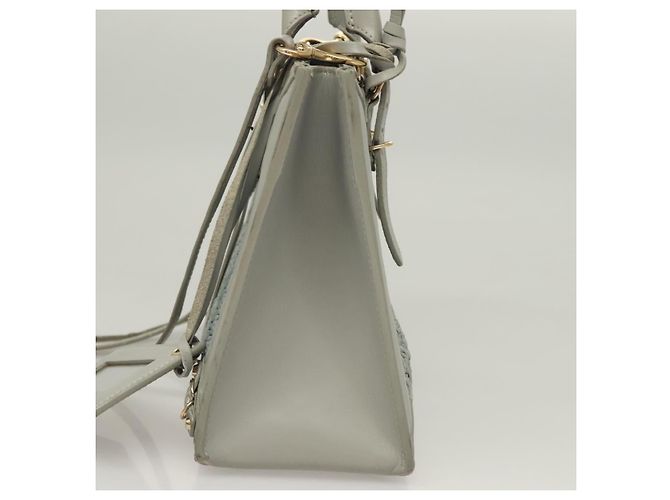 BALENCIAGA Hand Bag Leather 2way Gray Gold Auth bs28318 - view 3