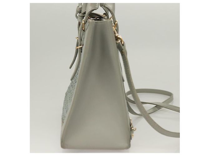 BALENCIAGA Hand Bag Leather 2way Gray Gold Auth bs28318 - view 4