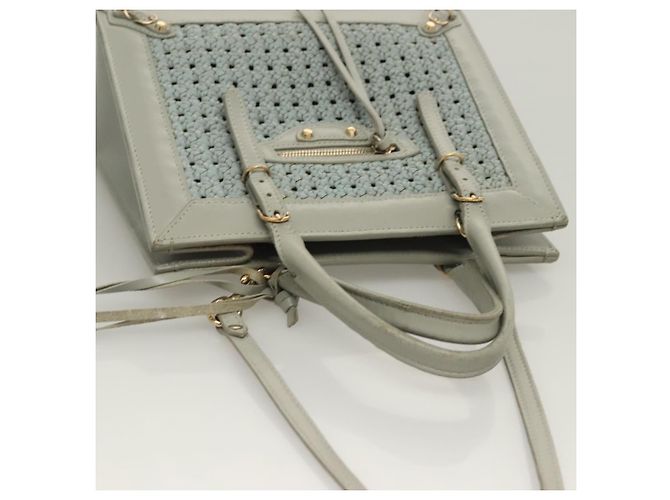BALENCIAGA Hand Bag Leather 2way Gray Gold Auth bs28318 - view 6