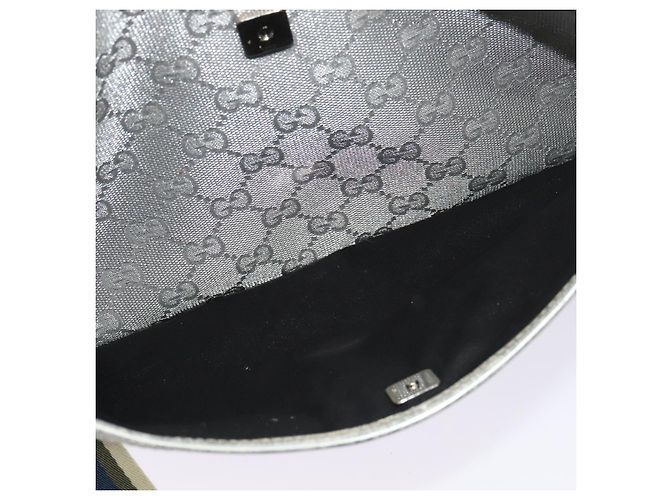 Borsa a Spalla GG Canvas Gucci Argento 145857 Auth 134088 - vista 11