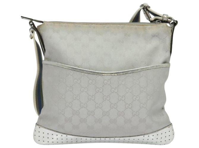 Borsa a Spalla GG Canvas Gucci Argento 145857 Auth 134088 - vista 13